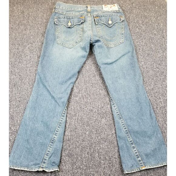 VTG True Religion Jeans Men 31x29 Blue Y2k Joey Flared Bottoms Hipster Grunge - Picture 12 of 16